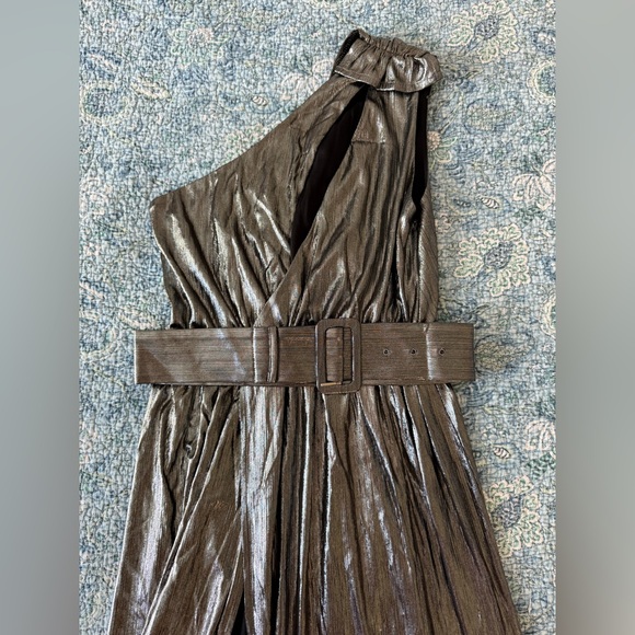 Bella Barnett Metallic One-Shoulder Dress with Belt - Picture 1 of 9